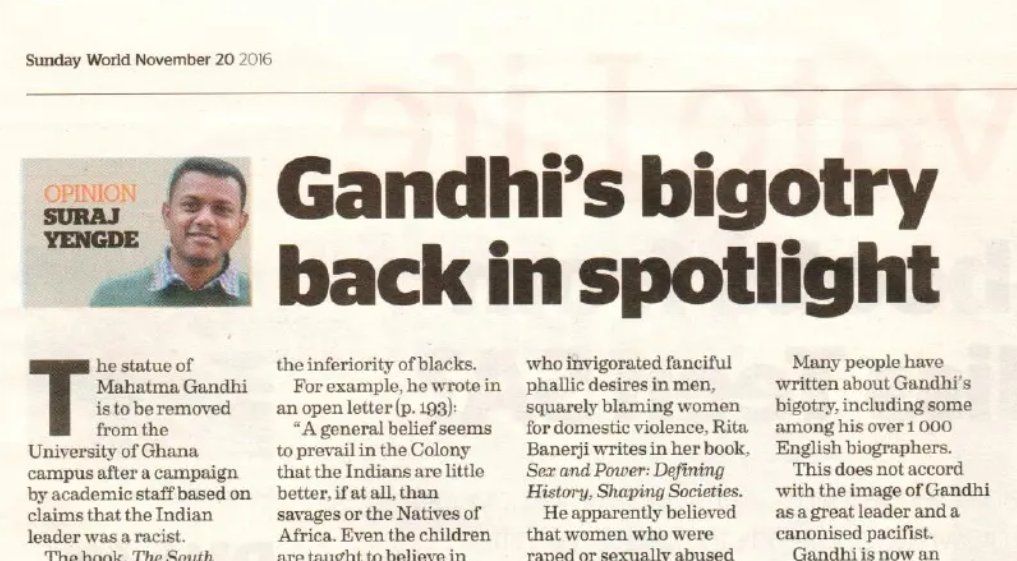 Gandhi's Bigotry Back in Spotlight Sunday World
