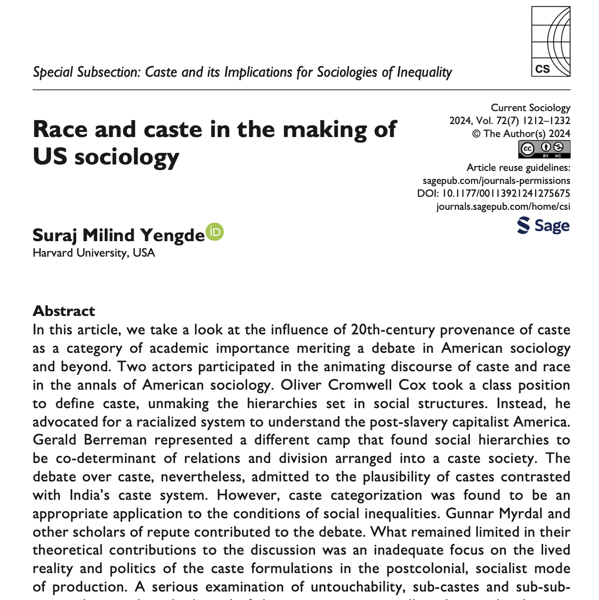 Race and caste in the making of US sociology