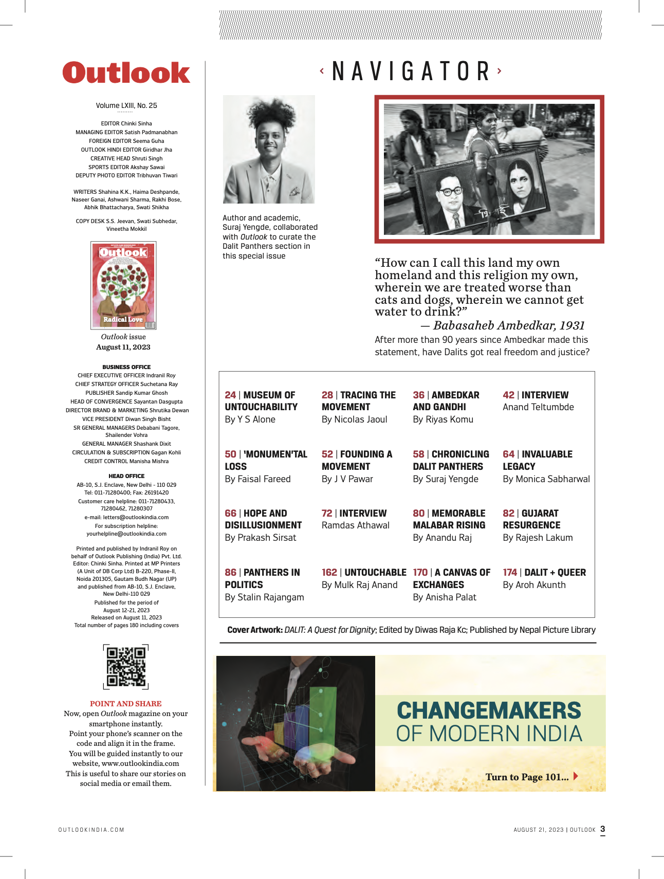 A special issue curated and edited by Dr Suraj Milind Yengde Outlook Dalit Panthers Special Number 2023