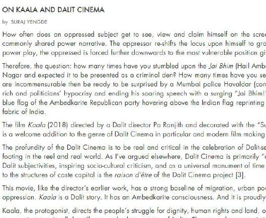 On Kaala and Dalit Cinema